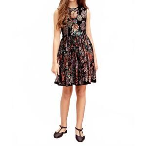 NEW MARLO sequin velvet dress in black floral
